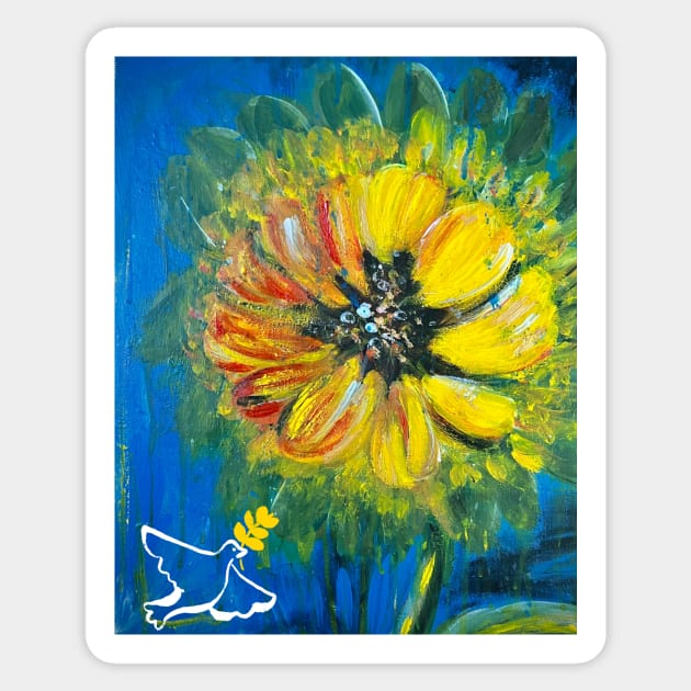 Sunflowers For Ukraine Sticker by Natalie C. Designs 